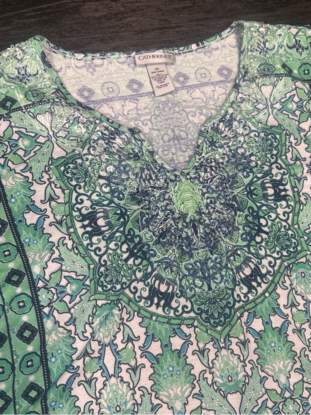 Catherine’s Green Patterned Tank Top Size 3X 26/28W